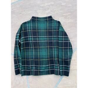 Ann Taylor Mock Neck Long Sleeve Sweater Women's S Green Plaid Soft Cozy